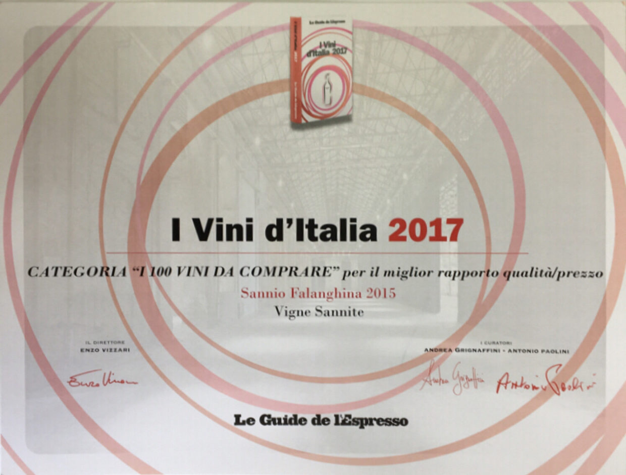 Premio a Sannio Falanghina 2015 di Vigne Sannite
