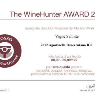 Certificazione di eccellenza da The WineHunter Award per tre vini Vigne Sannite